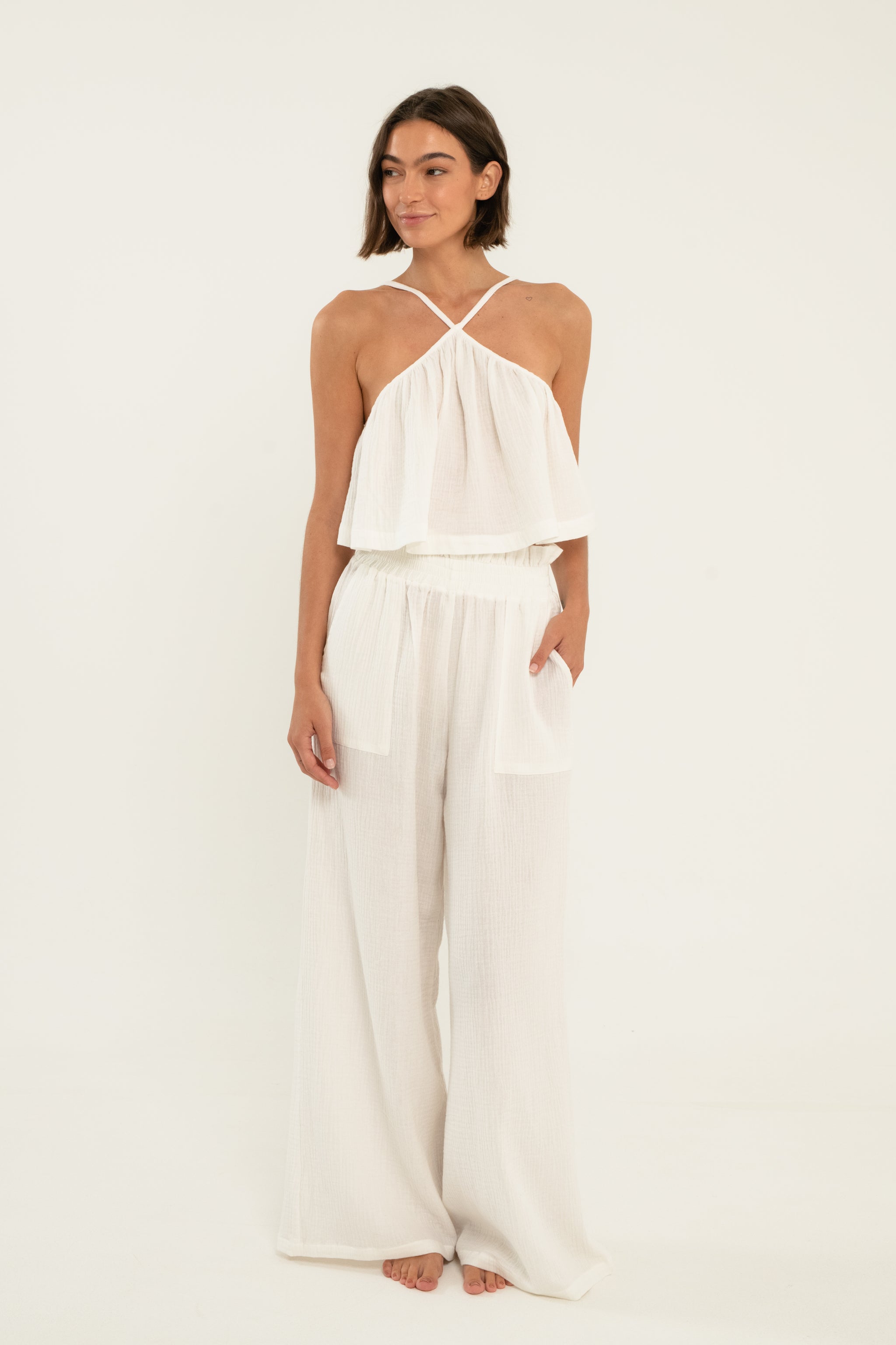 Rio Top // White (gauze) – Citrine Swim